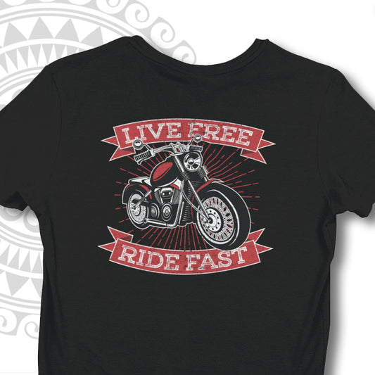 LIVE FREE RIDE FAST BIKERS BACKPRINT UNISEX TSHIRT