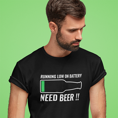 LOW ON BATTERY FUNNY UNISEX TSHIRT