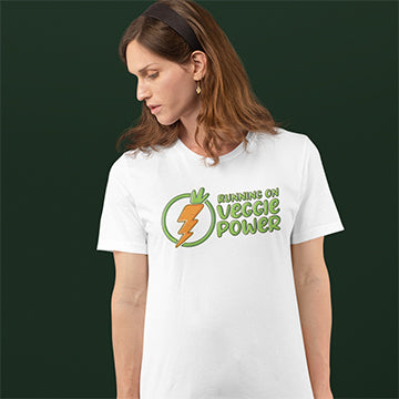 "RUNNING ON VEGGIE POWER" UNISEX TSHIRT