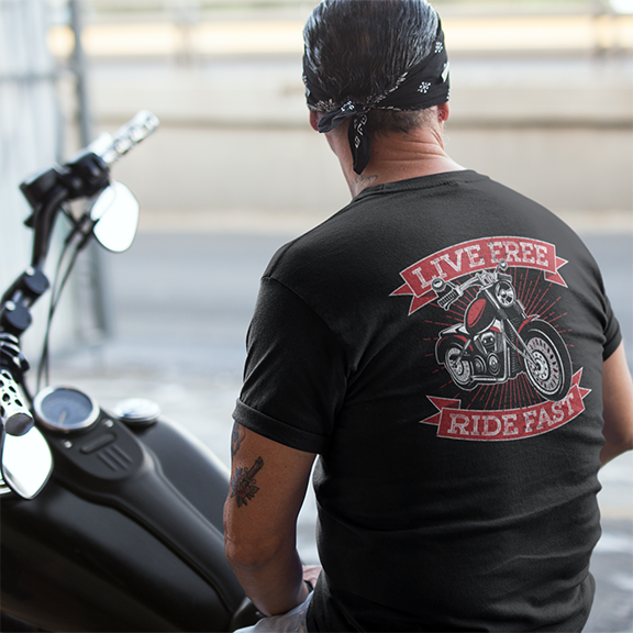 LIVE FREE RIDE FAST BIKERS BACKPRINT UNISEX TSHIRT