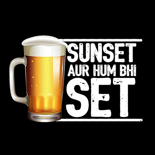 SUNSET+BEER FUNNY UNISEX TSHIRT