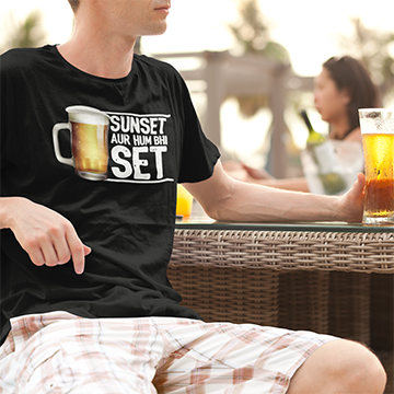 SUNSET+BEER FUNNY UNISEX TSHIRT