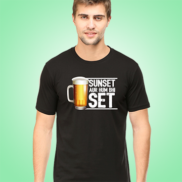 SUNSET+BEER FUNNY UNISEX TSHIRT