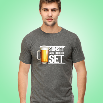 SUNSET+BEER FUNNY UNISEX TSHIRT