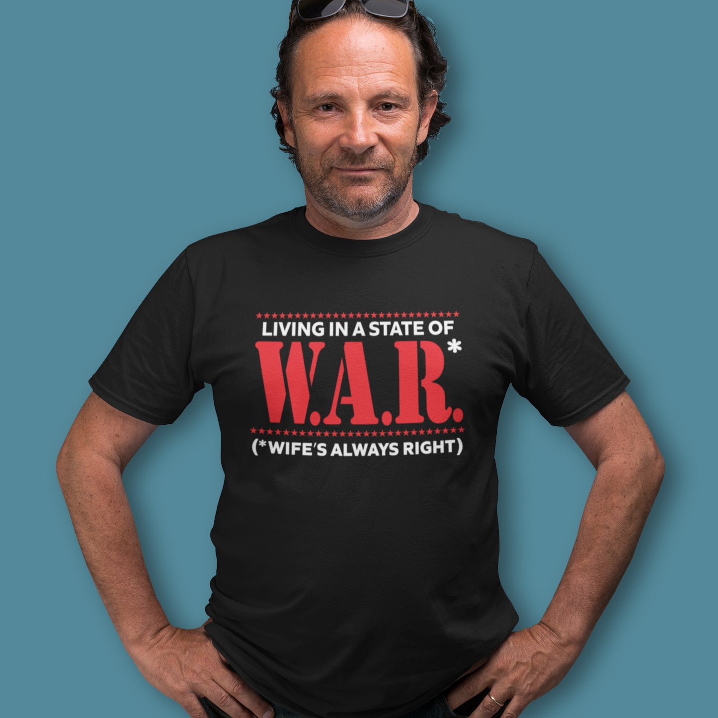 STATE OF WAR FUNNY MEN'S TSHIRT