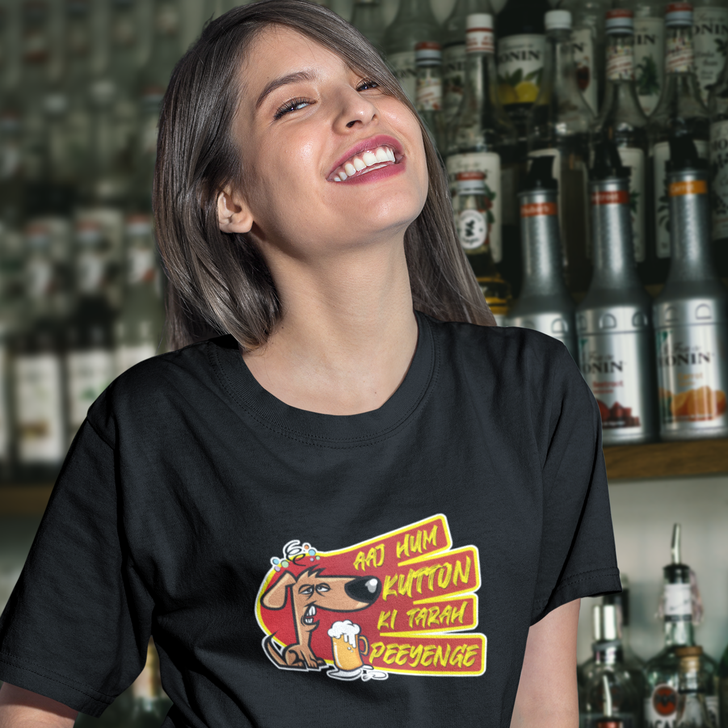 KUTTON KI TARAH PEEYENGE FUNNY UNISEX BEER TSHIRT