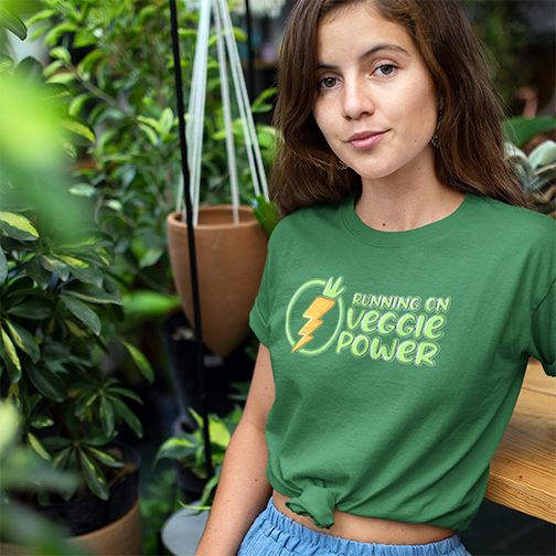 "RUNNING ON VEGGIE POWER" UNISEX TSHIRT